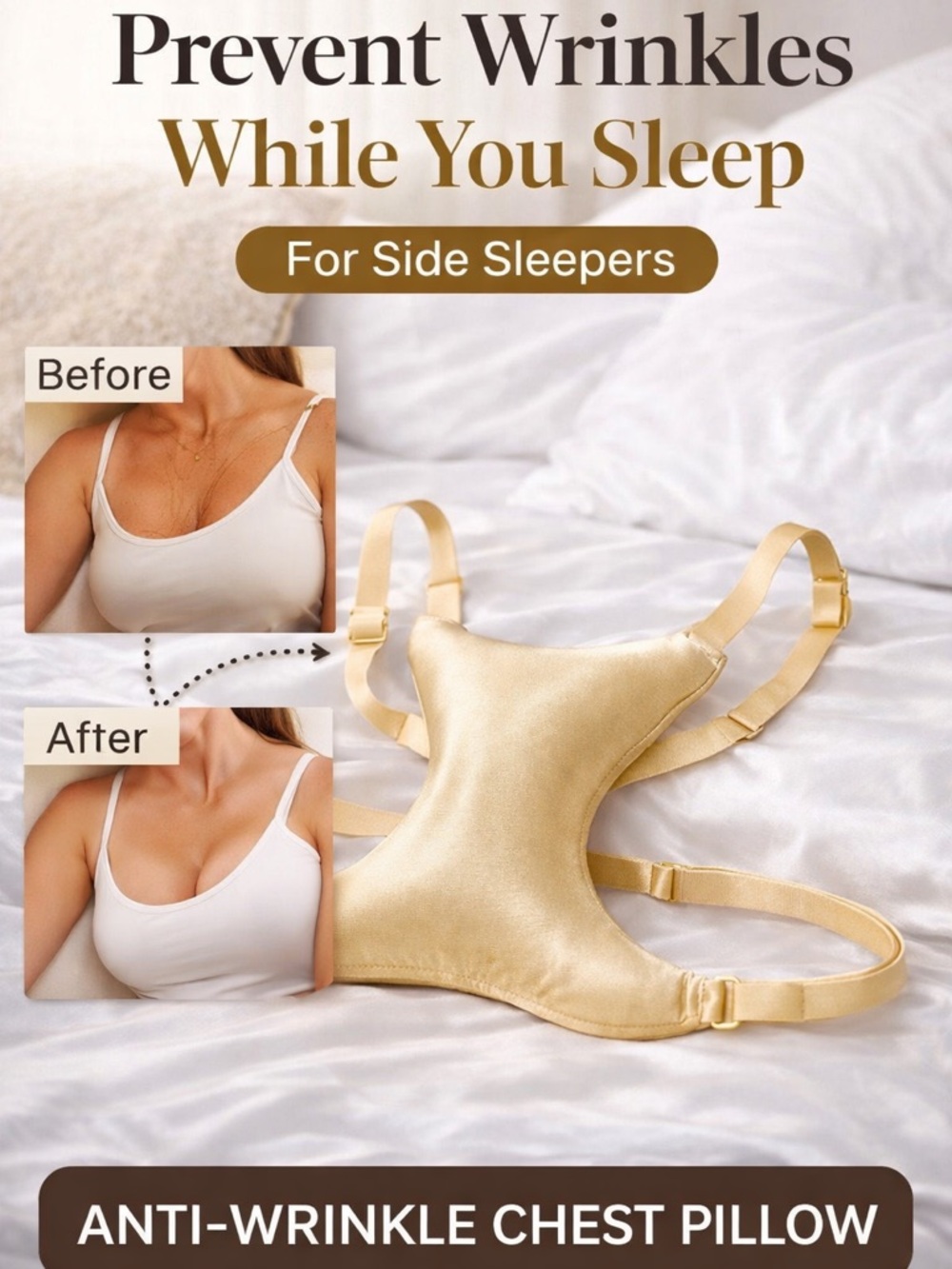 Chest Wrinkle Pillow for Side Sleepers | Anti-Aging Décolletage Support NEW - Picture 2 of 8